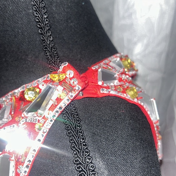 Red and silver bedded cocktail mini dress - Picture 6 of 8